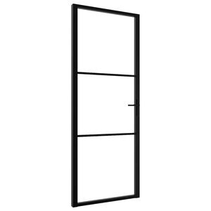 vidaXL Innvendige d&oslash;rer 76 x 201,5 cm Aluminium Svart og gjennomsiktig