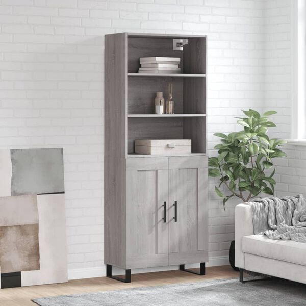vidaXL Highboard gr&aring; sonoma 69,5x34x180 cm konstruert tre