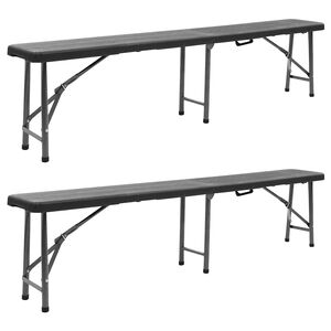 vidaXL Sammenleggbare hagebenker 2 stk 180 cm HDPE svart