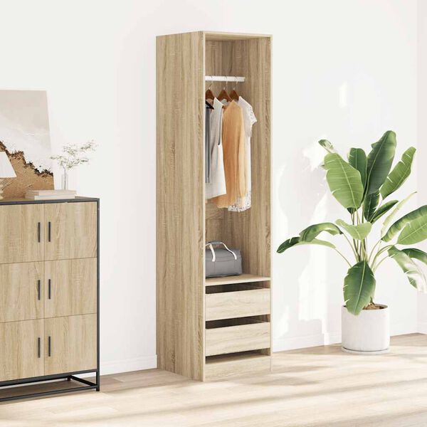 vidaXL Garderobe med skuffer sonoma eik 50x50x200 cm konstruert tre