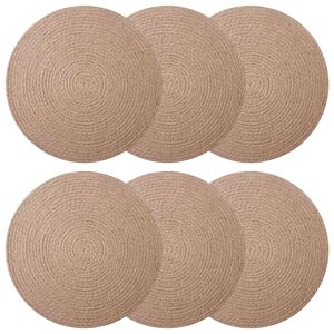 vidaXL Jute Placemets 6 stk. Naturlig 100% Tossa Jute