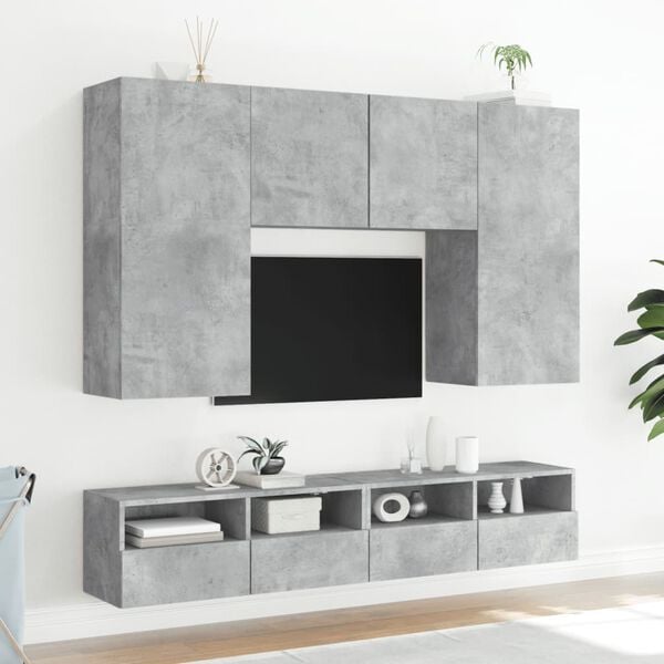 vidaXL Vegghengte TV-benker 2 stk betonggr&aring; 80x30x30 cm konstruert tre