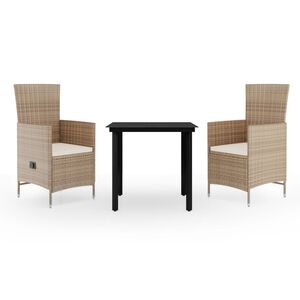 vidaXL Utendørs spisestue med puter 3 deler beige