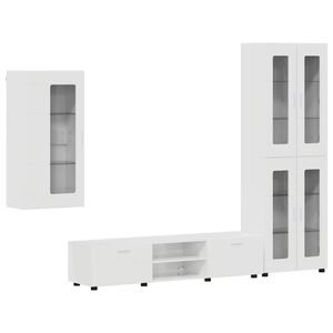 vidaXL TV-benksett med d&oslash;r FLORIN 3 pcs H&oslash;yglanset hvit Konstruert tre
