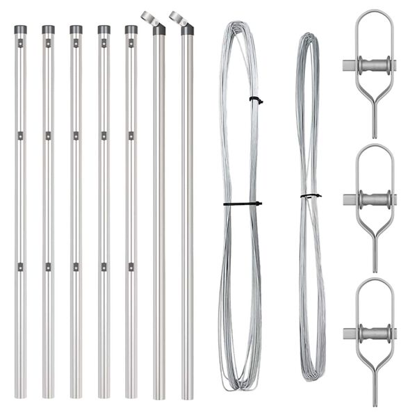 vidaXL Gjerdep&aring;le 7 pcs s&oslash;lv St&aring;l