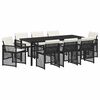 vidaXL Hage Spisegruppe 9 stk. Svart polyrotting