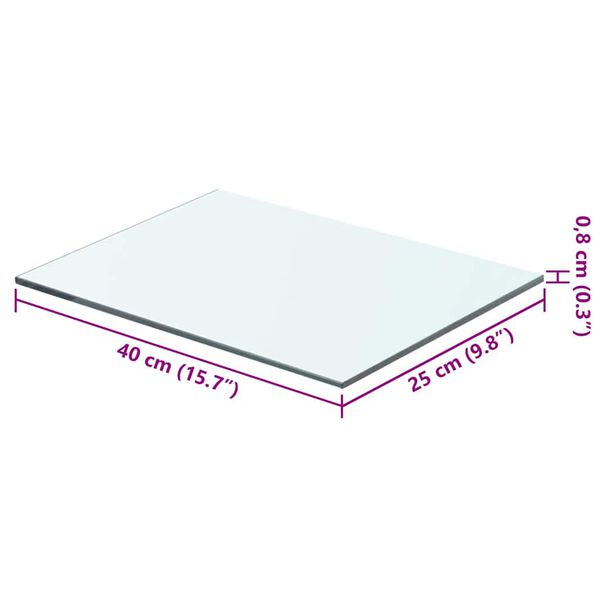 vidaXL Hyllepanel klart glass 40x25 cm
