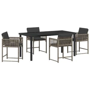 vidaXL Hage Spisegruppe 5 pcs Gr&aring; polyrotting