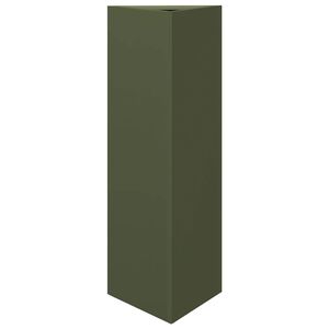 vidaXL Plantekasse olivengr&oslash;nn trekantet 30x26x75 cm st&aring;l
