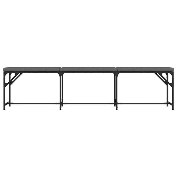 vidaXL Spisebenk m&oslash;rkegr&aring; 186x32x45 cm st&aring;l og stoff