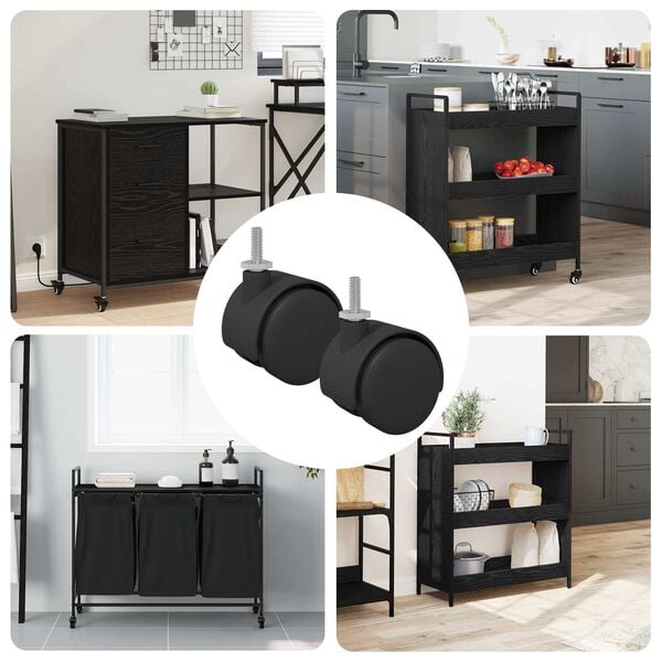 vidaXL Hjul 2 pcs Svart og s&oslash;lv 37,8 x 40 mm Jern og PP