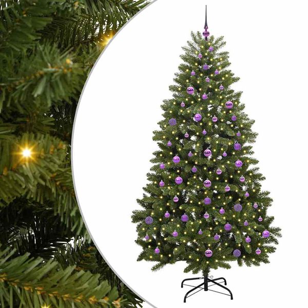 vidaXL Kunstig juletre med 300 LED gr&oslash;nn 210 cm PVC og metall