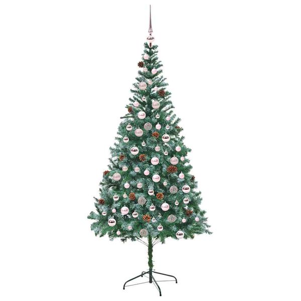 vidaXL Kunstig juletre med 300 LED med stativ gr&oslash;nn 210 cm PVC og st&aring;l