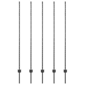 vidaXL Gjerdep&aring;le 5 pcs Gr&aring; 150 cm St&aring;l