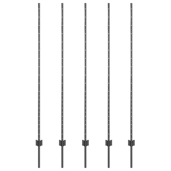 vidaXL Gjerdep&aring;le 5 pcs Gr&aring; 160 cm St&aring;l