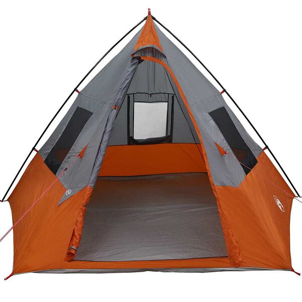 vidaXL Tipi telt med tak Gr&aring; og Oransje 383 x 338 x 217 cm taft