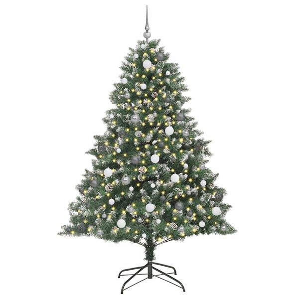 vidaXL Kunstig juletre med 300 LED gr&oslash;nn 210 cm PVC og plast og st&aring;l