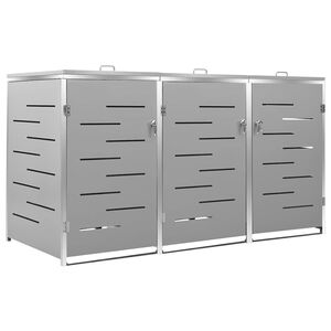 vidaXL S&oslash;ppeldunkskur trippelt 207x77,5x115 cm rustfritt st&aring;l