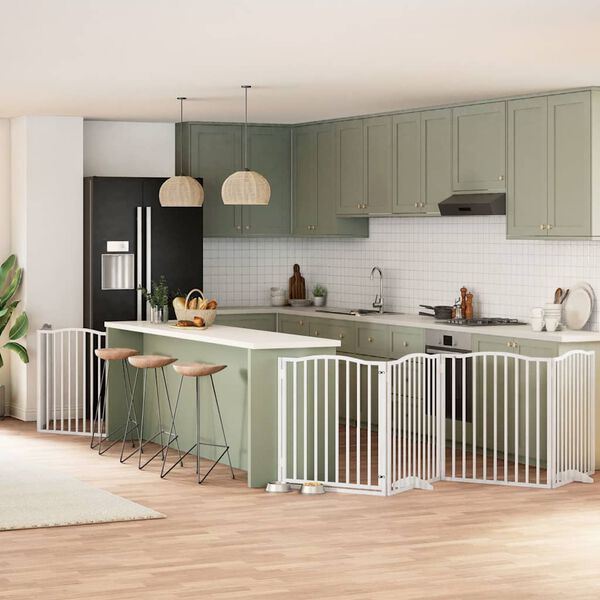 vidaXL Hundeport sammenleggbar 8 paneler hvit 640 cm poppeltre