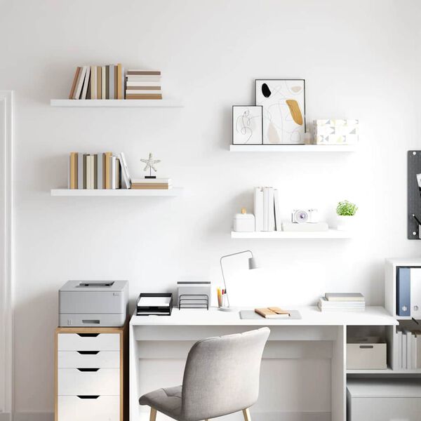 vidaXL Flytende vegghyller 4 stk hvit 80x23,5x3,8 cm MDF