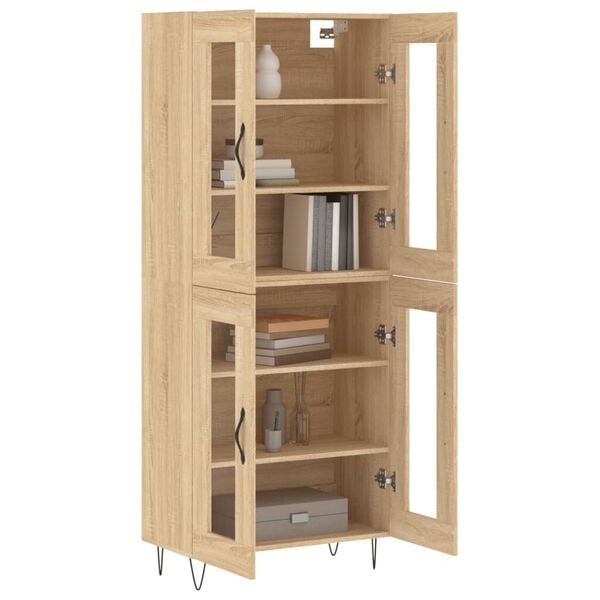 vidaXL Highboard sonoma eik 69,5x34x180 cm konstruert tre