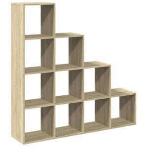 vidaXL Bokhylle 4 etasjer sonoma eik 131,5x29x131,5 cm konstruert tre