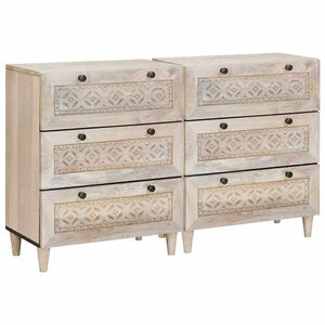 vidaXL Serviesskap 2 stk. 120 x 33,5 x 75 cm heltre mango Hvit