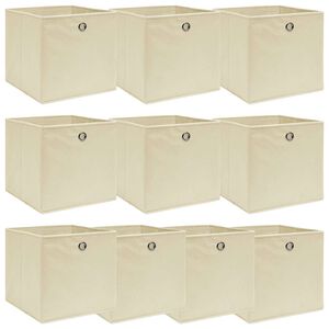 vidaXL Oppbevaringsbokser 10 stk kremhvit 32x32x32 cm stoff