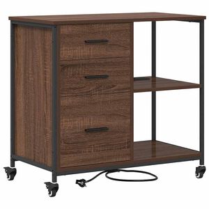 vidaXL Skap med ladestasjon Brun Eik 76 x 41 x 72 cm Konstruert tre