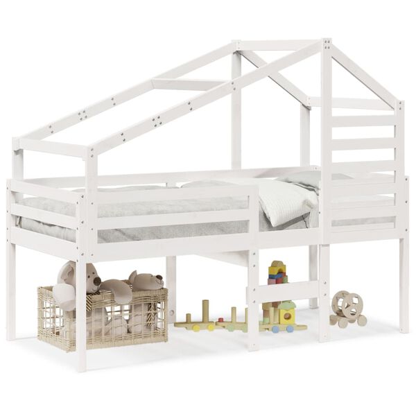 vidaXL H&oslash;yseng med tak hvit 90x200 cm heltre furu