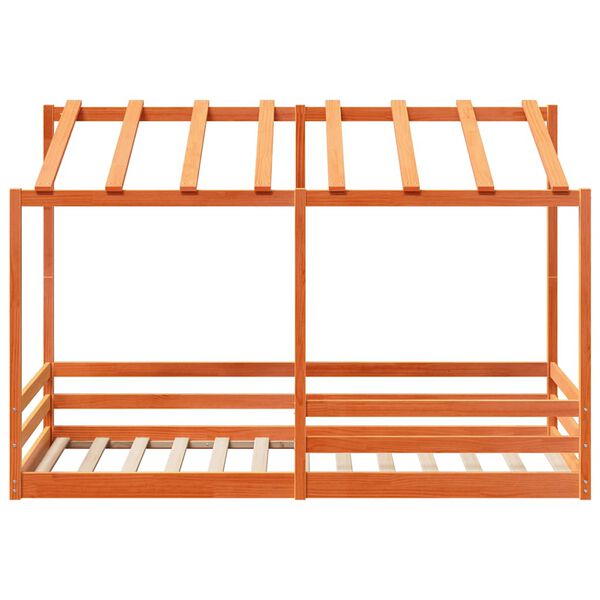 vidaXL Barneseng med tak voksbrun 80x200 cm heltre furu