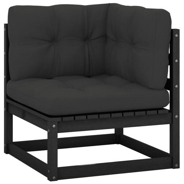 vidaXL Utendørs hjørnesofa med antrasitt puter heltre furu