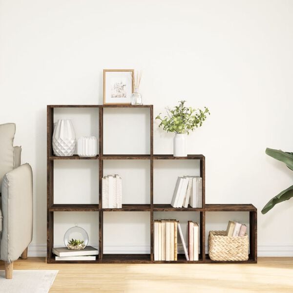 vidaXL Bokhylle 3 etasjer r&oslash;kt eik 137,5x29x103,5 cm konstruert tre