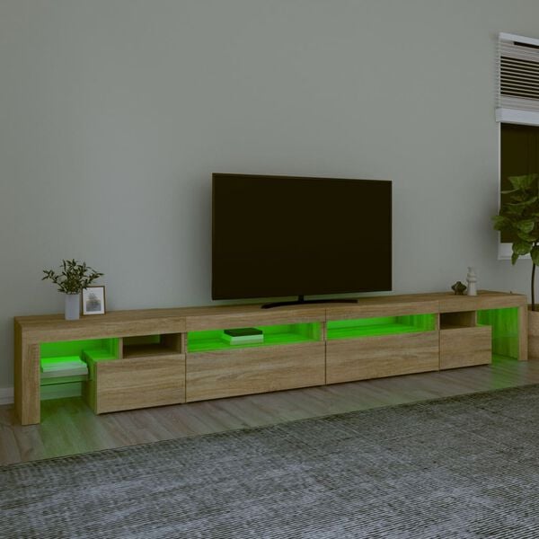 vidaXL TV-benk med LED-lys sonoma eik 290x36,5x40 cm