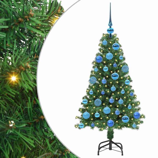 vidaXL Kunstig juletre med 150 LED gr&oslash;nn 120 cm PVC og St&aring;l og Plast