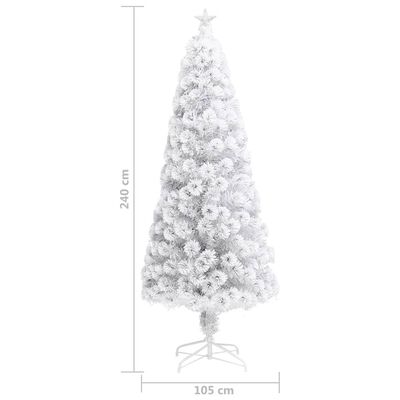 vidaXL Forhåndsbelyst kunstig juletre hvit 240 cm fiberoptikk