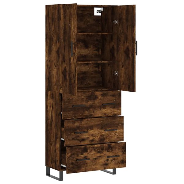 vidaXL Highboard r&oslash;kt eik 69,5x34x180 cm konstruert tre