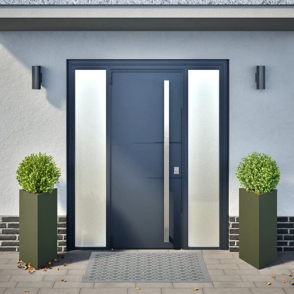 vidaXL Plantekasser 2 stk olivengr&oslash;nn trekantet 40x34,5x70 cm st&aring;l