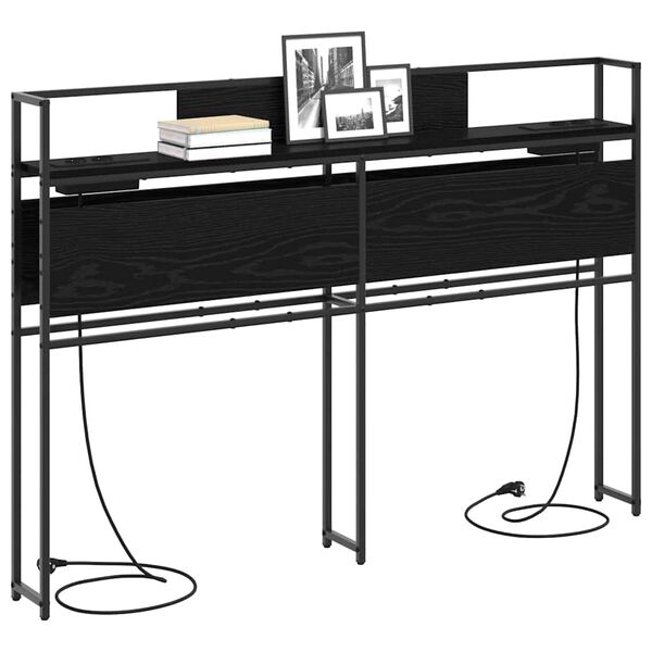 vidaXL Lagringshodegavl med hylle Svart eik 140 cm Konstruert tre