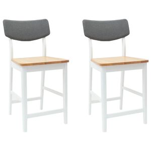 vidaXL Spisestoler 2 stk. Solid Gummitre Hvit 48 x 49 x 95 cm