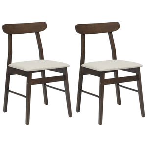 vidaXL Spisestuestol 2 stk. Solid Gummitre M&oslash;rk brun, Lys