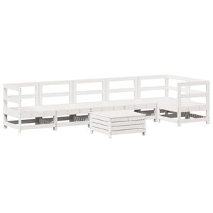 vidaXL Hagesofasett 7 deler hvit heltre furu