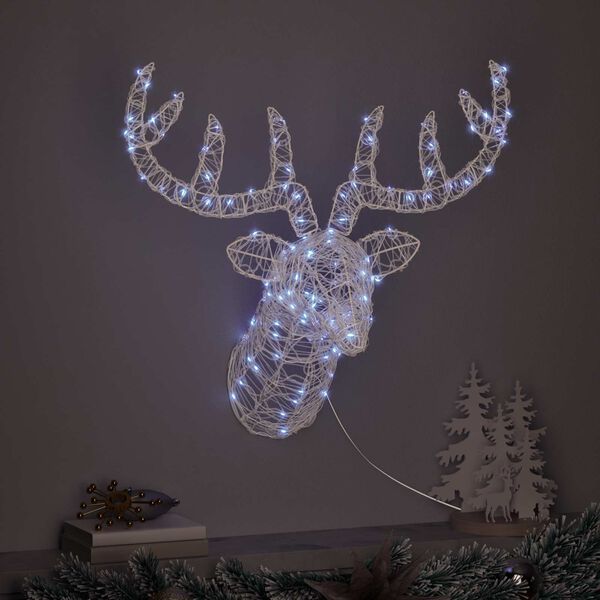 vidaXL Rudolf hode med 140 LED Kaldhvit 68 x 36.5 x 62.5 cm Akryl