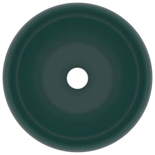 vidaXL Luksuri&oslash;s servant rund matt m&oslash;rkegr&oslash;nn 40x15 cm keramisk