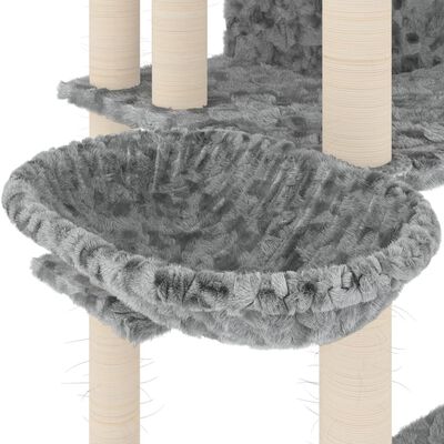 vidaXL Kattetre med klorestolper i sisal lysegrå 191 cm