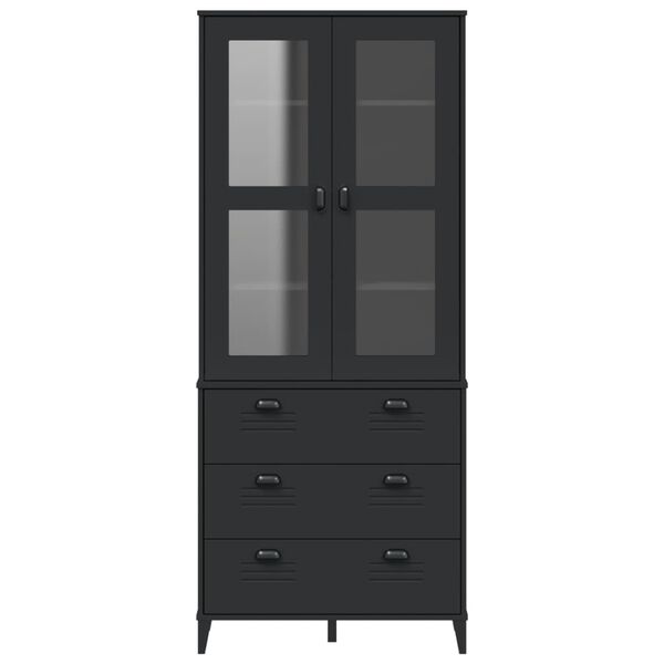 vidaXL Highboard VIKEN svart 80x40x190 cm heltre furu