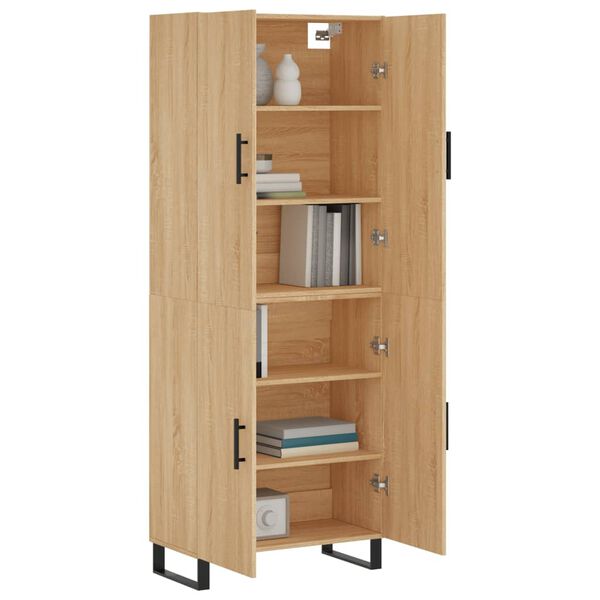 vidaXL Highboard sonoma eik 69,5x34x180 cm konstruert tre