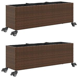 vidaXL Plantekasser med hjul 2 stk brun 107x32x38 cm polyrotting