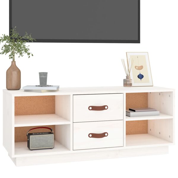 vidaXL TV-benk hvit 100x34x40 cm heltre furu