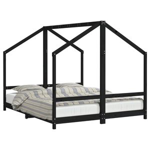 vidaXL Barnesengeramme svart 2x(80x200) cm heltre furu